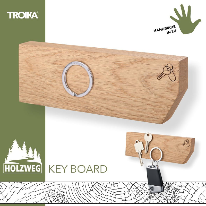 TROIKA Schlüsselbrett mit starker Magnetwirkung – HOLZWEG KEY BOARD – Magnete halten bis zu 3 Schlüs