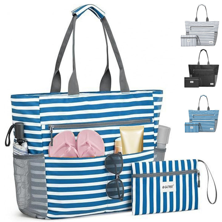 LUKIUP Strandtasche Familie, XL Badetasche mit mini Badetasche, Beach Bag Einkaufstaschen für Reisen