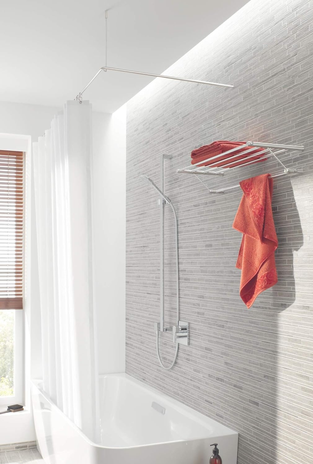 PHOS Design, DSE1700-700, Duschvorhangstange für Badewanne, 170 x 70 cm, Edelstahl gebürstet, Eck-Du