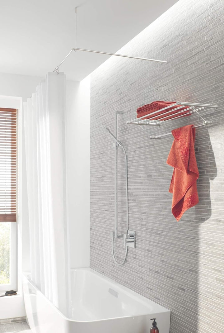 PHOS Design, DSE1700-700, Duschvorhangstange für Badewanne, 170 x 70 cm, Edelstahl gebürstet, Eck-Du