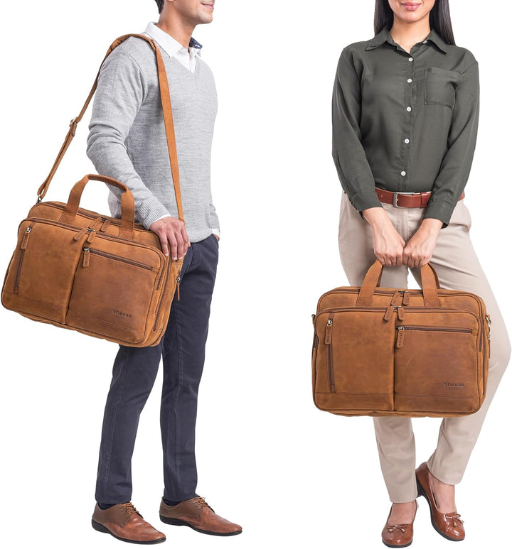 STILORD 'Arnold' Geräumige Laptoptasche Leder 17.3 Zoll bis 19 Zoll Vintage Aktentasche Lehrertasche
