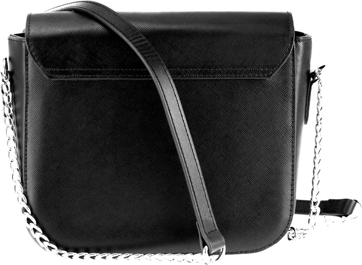 SEBASTIAN STURM Umhängetasche „Laura“ | Echtes Holz und Leder | Handtasche Klein Schwarz / Räucherei