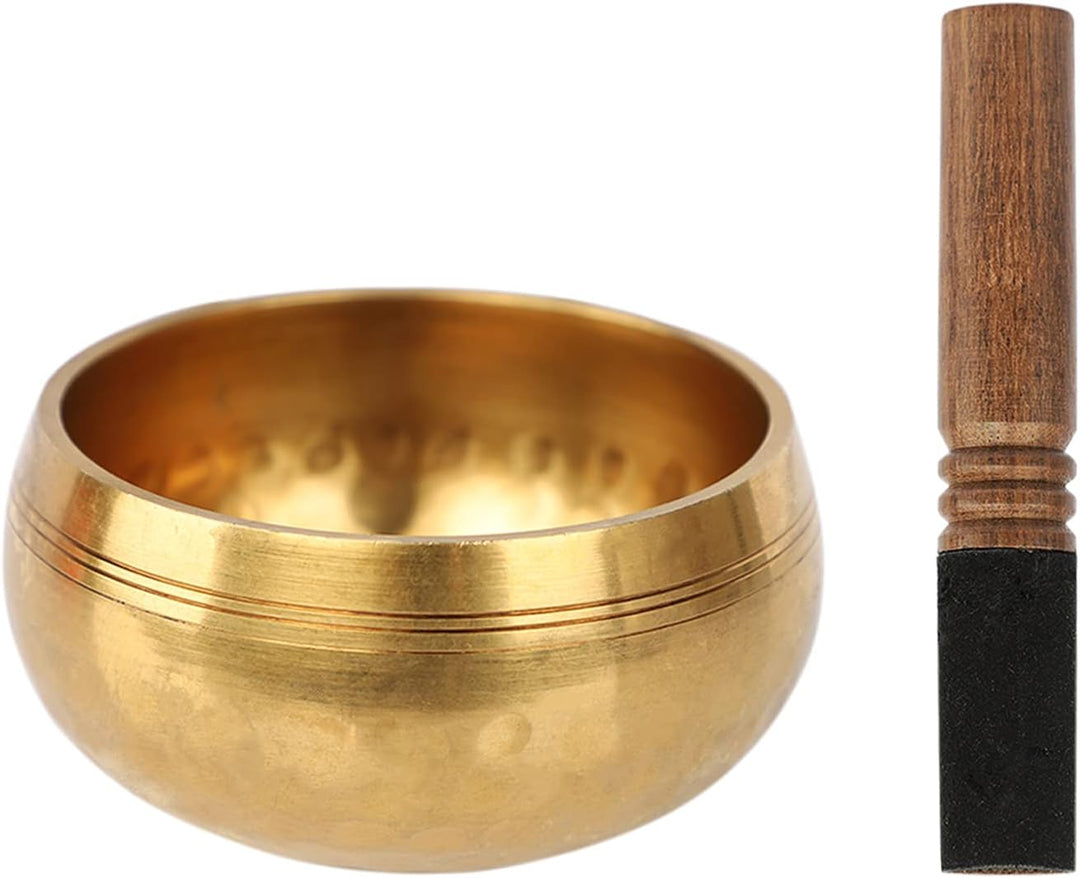 Klangschale Set mit Lederklöppel Klangtherapie Nepal Handgefertigt Klangschale Tibetisch Singing Bow