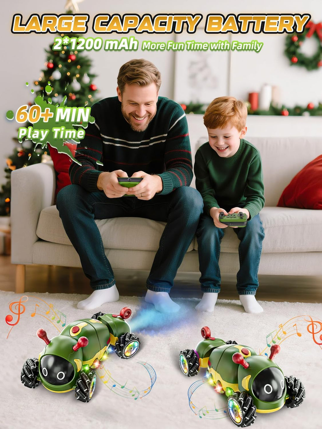 Ferngesteuertes Auto Raupe mit Musik, 2,4 GHz RC Stunt Car mit Spray & Cool Beleuchtung, 4WD 360°Rot