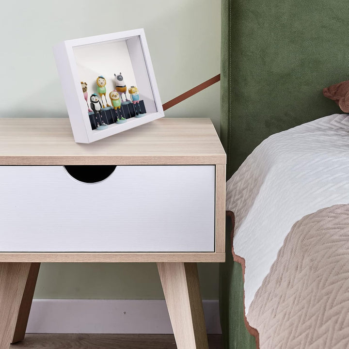 ShawFly 3D Shadow Box(22.3x22.3x6cm) Bilderrahmen aus Holz tiefe Box quadratisch tiefe Vitrine für M