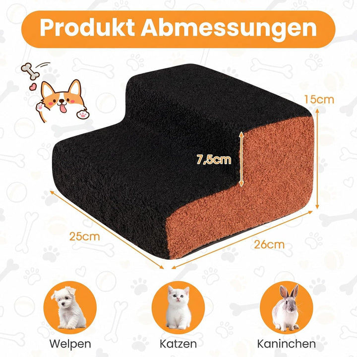 COSTWAY 2 stufige Hundetreppe, Haustiertreppe tragbar für kleine Hunde & alte Katzen, Katzentreppe m