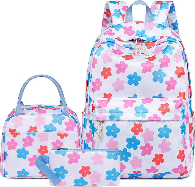 LOIDOU Rucksack für Teenager Mädchen Bookbags Kinderrucksack Kinder Schulrucksack mit Lunchpaket Fed