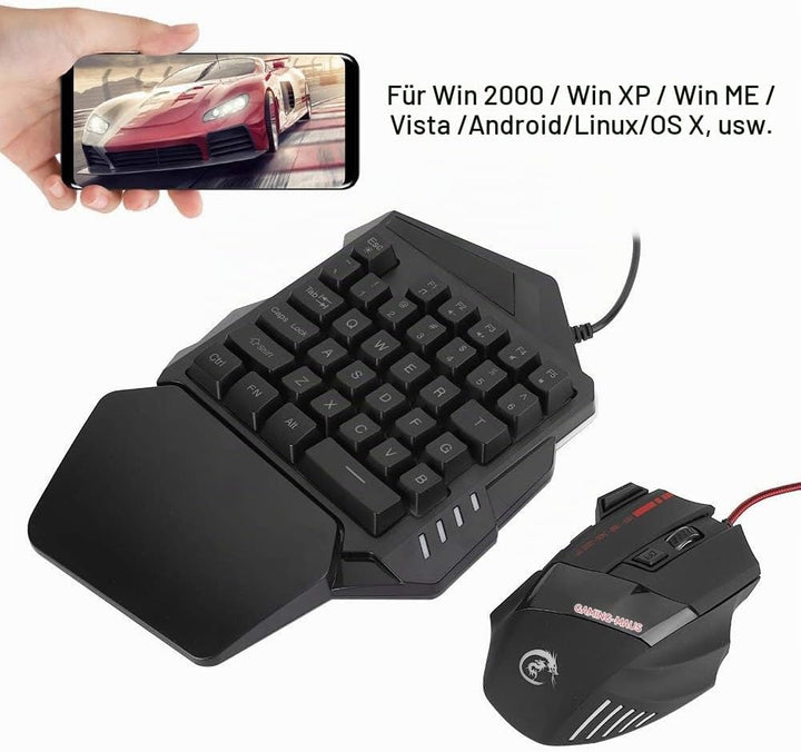 Hintergrundbeleuchtung Einhand Gaming Tastatur und Maus Kombination, 35 Tasten LED Hintergrundbeleuc