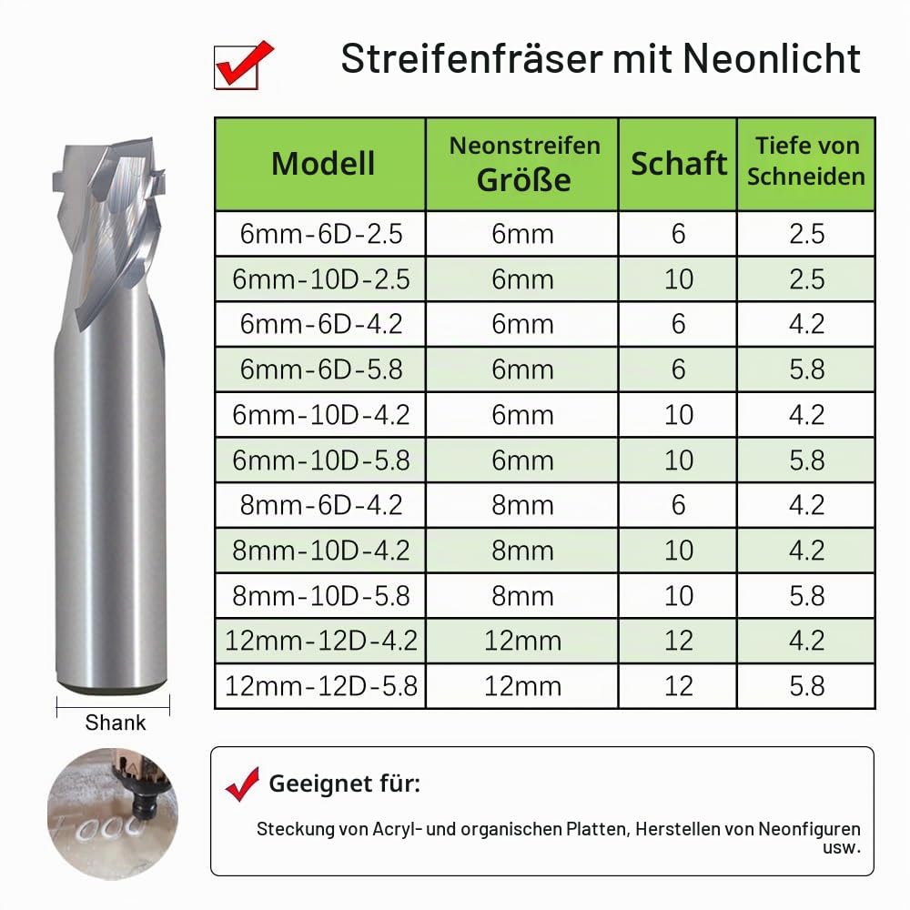 1Pcs CNC Router Bits Gravur Cutter 6mm Neon Light Strip Schlitz Bits Wolframkarbid Stahl End Mill Ne
