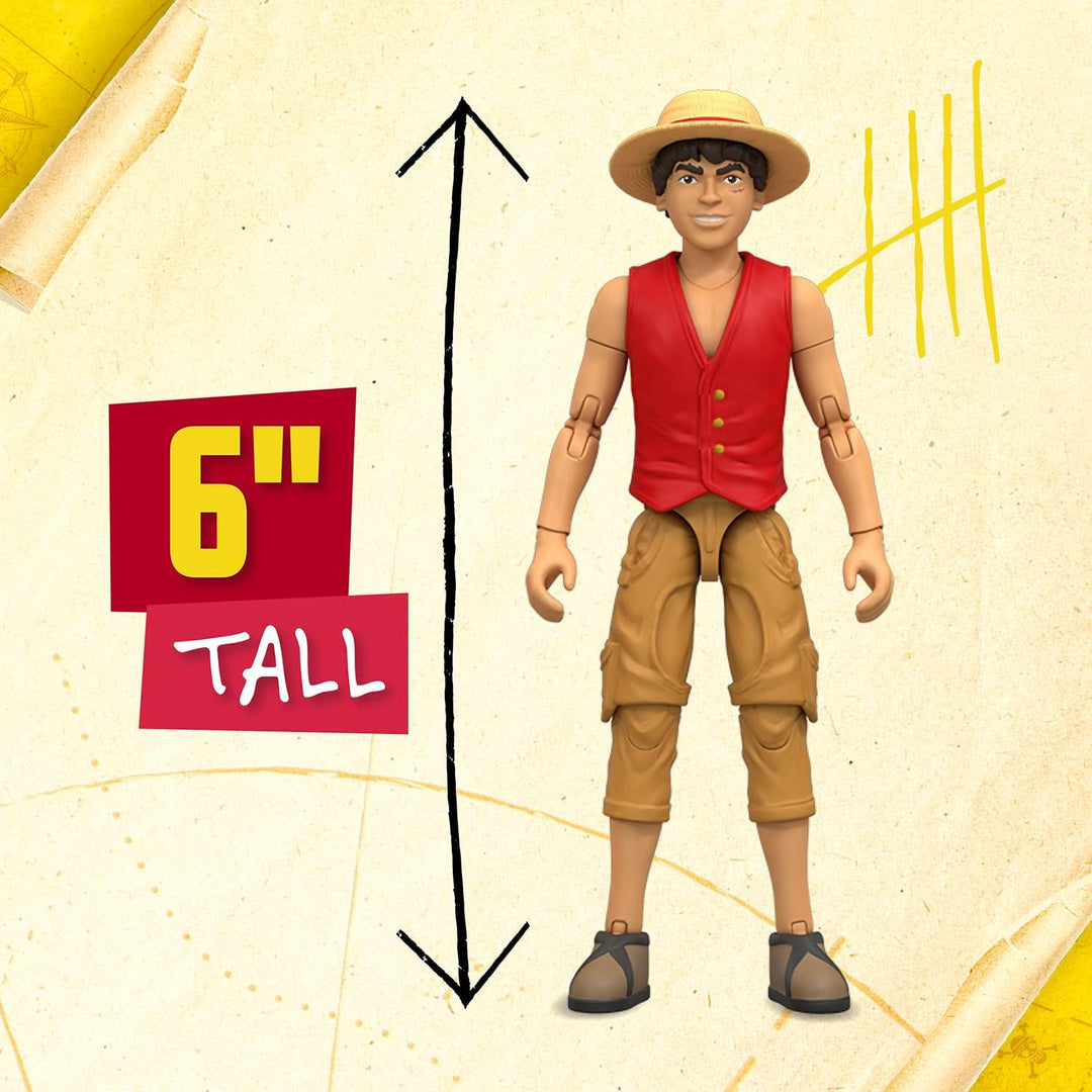 One Piece Actionfigur Monkey D. Ruffy, 15 cm, mit 6 Zubehörteilen, enthält austauschbare Arme und Be