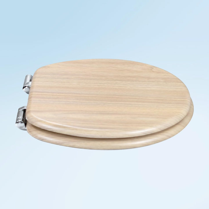 WC-Sitz mit Absenkautomatik, Toilettendeckel aus stabilem MDF-Holzkern, Verstellbare Scharniere aus