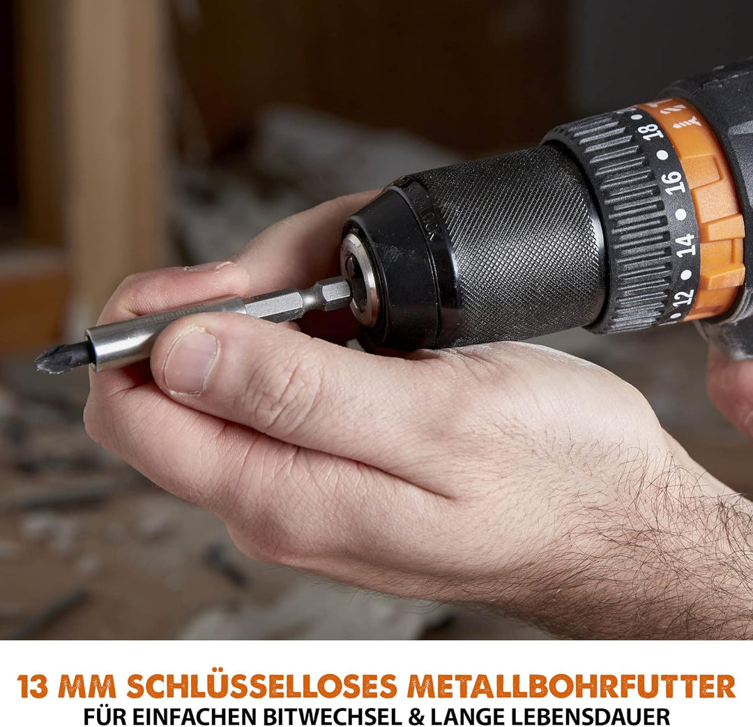 Evolution Power Tools R13CMB-Li Akku-Bohrmaschine mit variabler Drehzahl und Gürtelclip Akku-Bohrmas