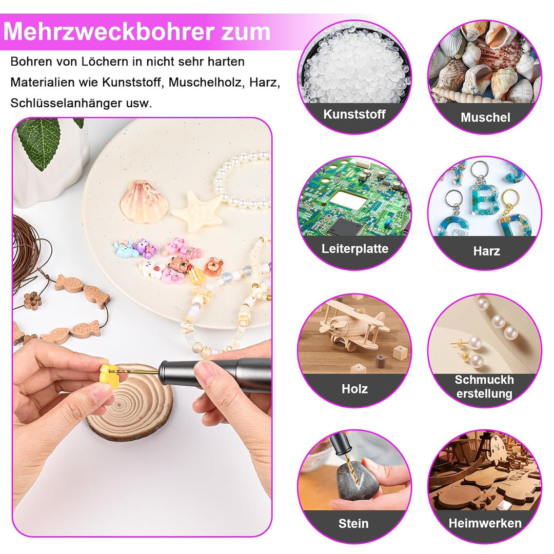 Handbohrer Elektrisch, GuKKK 5-Gang Bohrer Wiederaufladbare Bohrmaschine, Wiederaufladbare DIY Handb