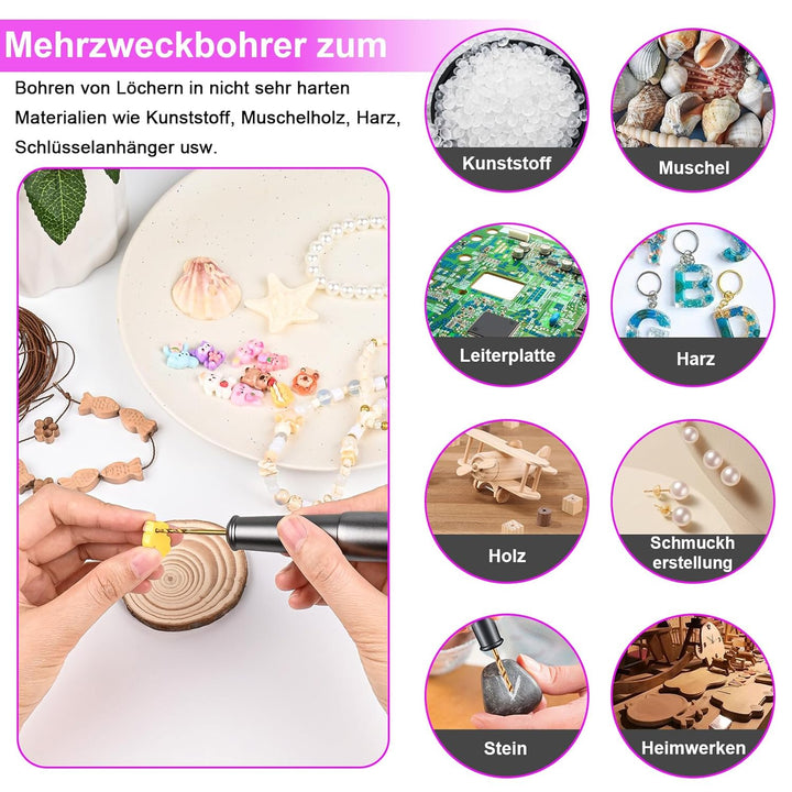 Handbohrer Elektrisch, GuKKK 5-Gang Bohrer Wiederaufladbare Bohrmaschine, Wiederaufladbare DIY Handb