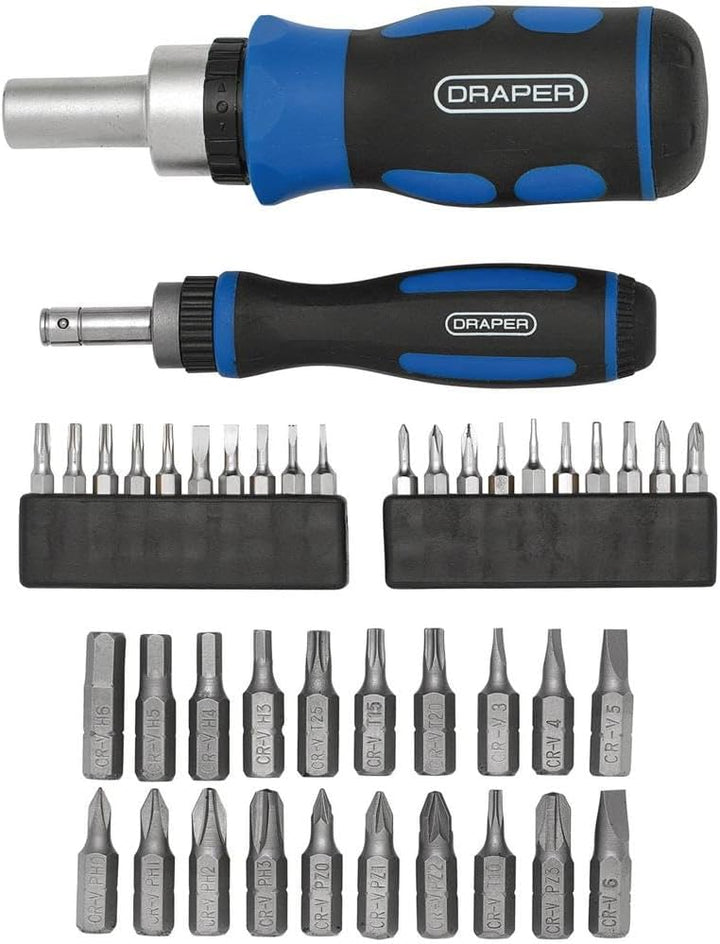 Draper 46479 Ratschen-Schraubendreher und Bit, 42-teilig, blau