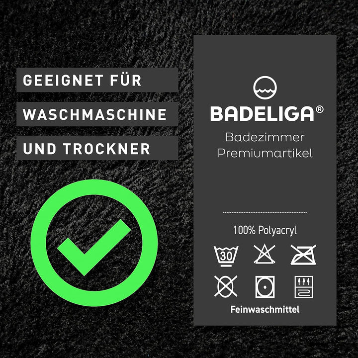 BADELIGA® Eck Duschmatte, idealer Duschvorleger für eckige Duschkabinen. Extrem flauschig, rutschfes