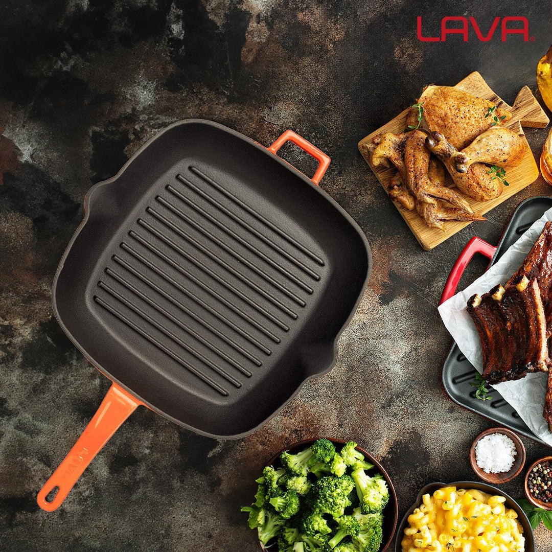 LAVA GRILLPAN M/TEGENGREEP 280X280 MM LVPGT2828K0O ORANGE/BLACK 47.5 x 32 x 5.7 cm Farbverlauf Orang