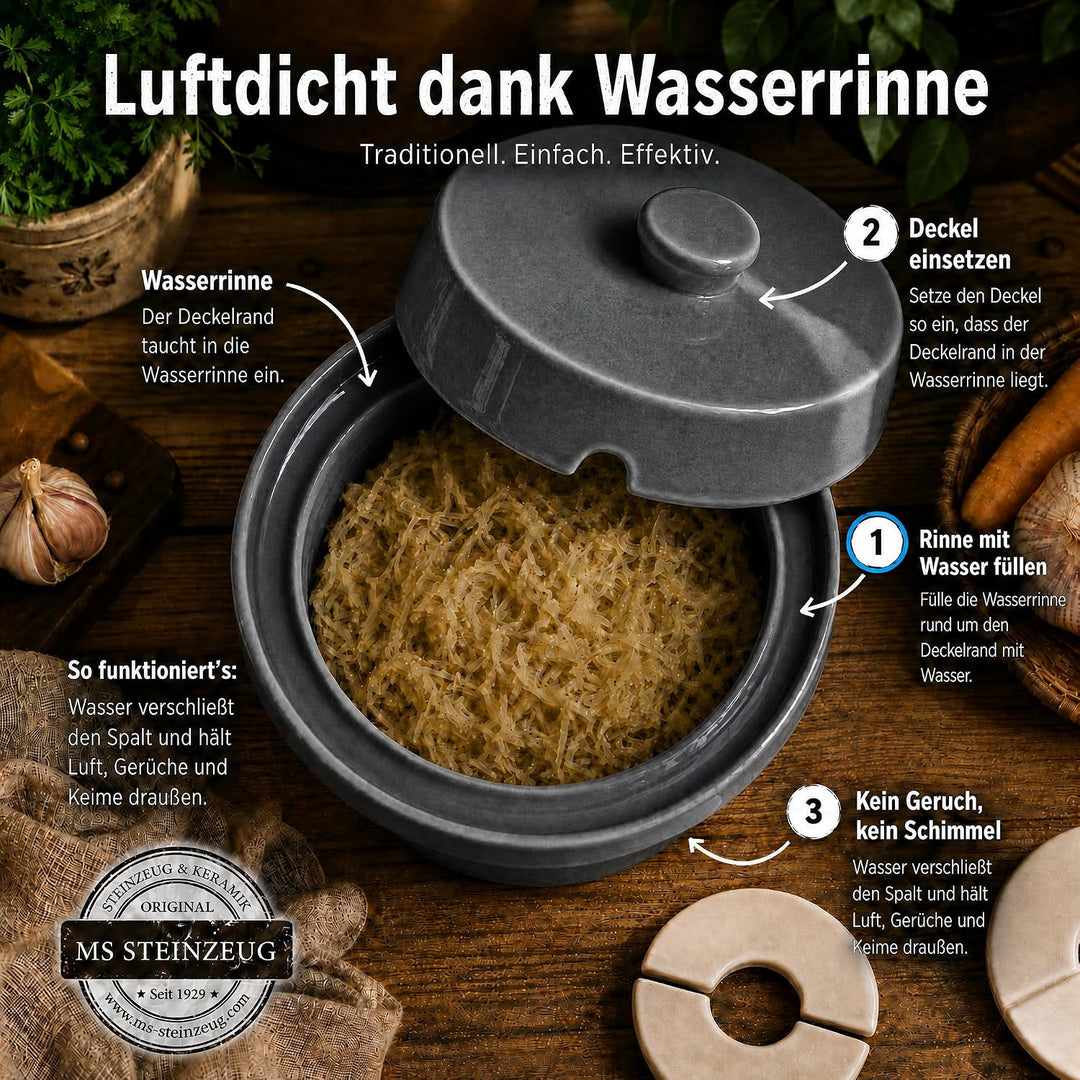 Gärtopf Mini Fermentation 1 Liter steingrau Milchsäuregärung Konservieren Einmachen gesunde Ernährun