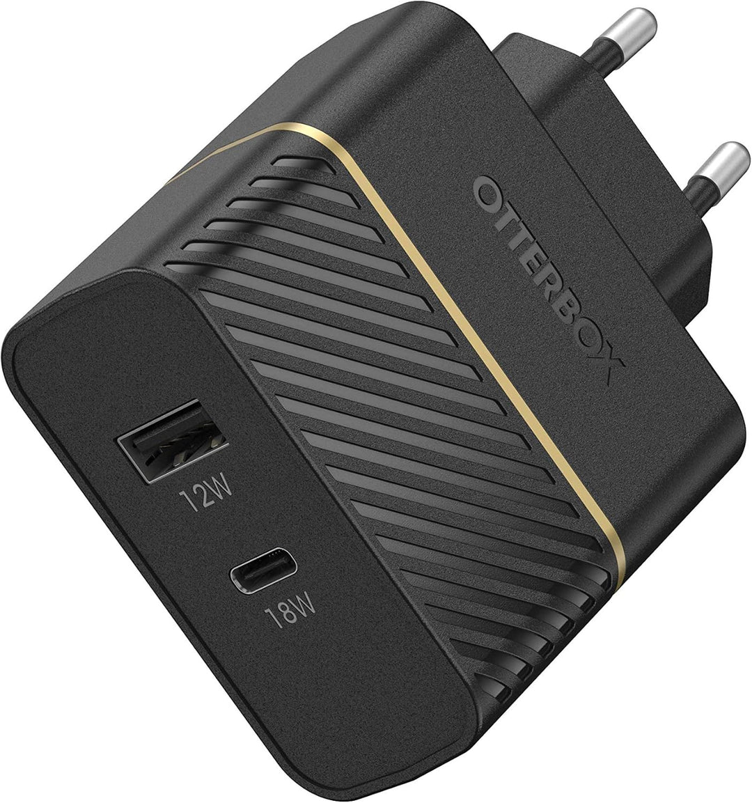 OtterBox Dual Port EU Ladegerät 30W, USB-C PD 18W + USB-A 12W, Schnelllade Gerät für Smartphone und