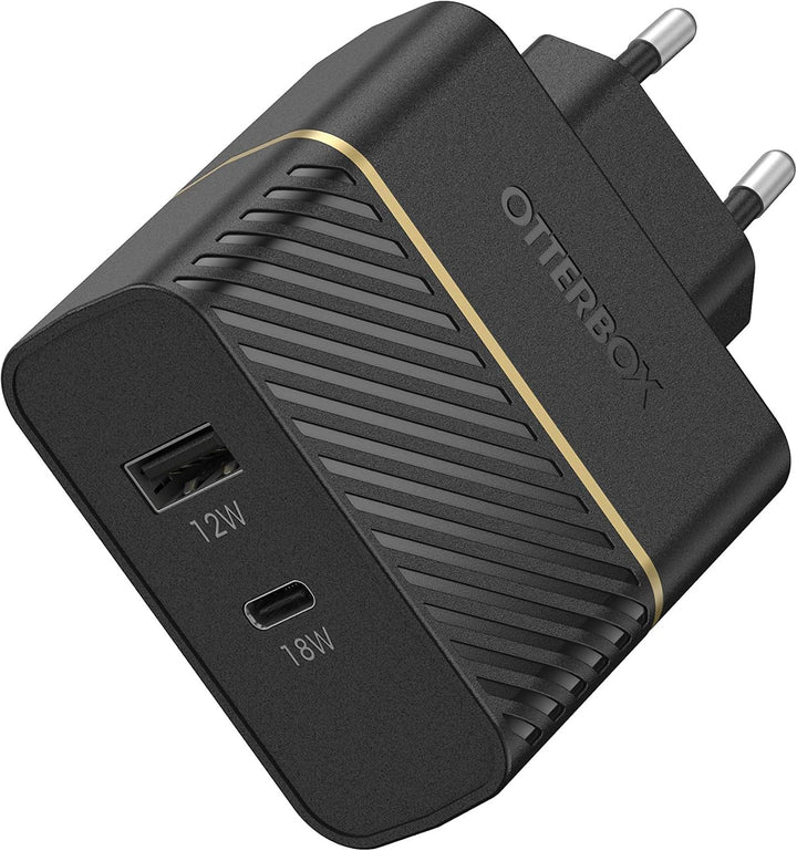 OtterBox Dual Port EU Ladegerät 30W, USB-C PD 18W + USB-A 12W, Schnelllade Gerät für Smartphone und