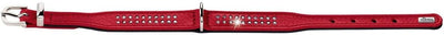 HUNTER DIAMOND PETIT Halsband für kleine Hunde, Leder, mit Strasssteinchen, 32 (XS), rot/schwarz 32