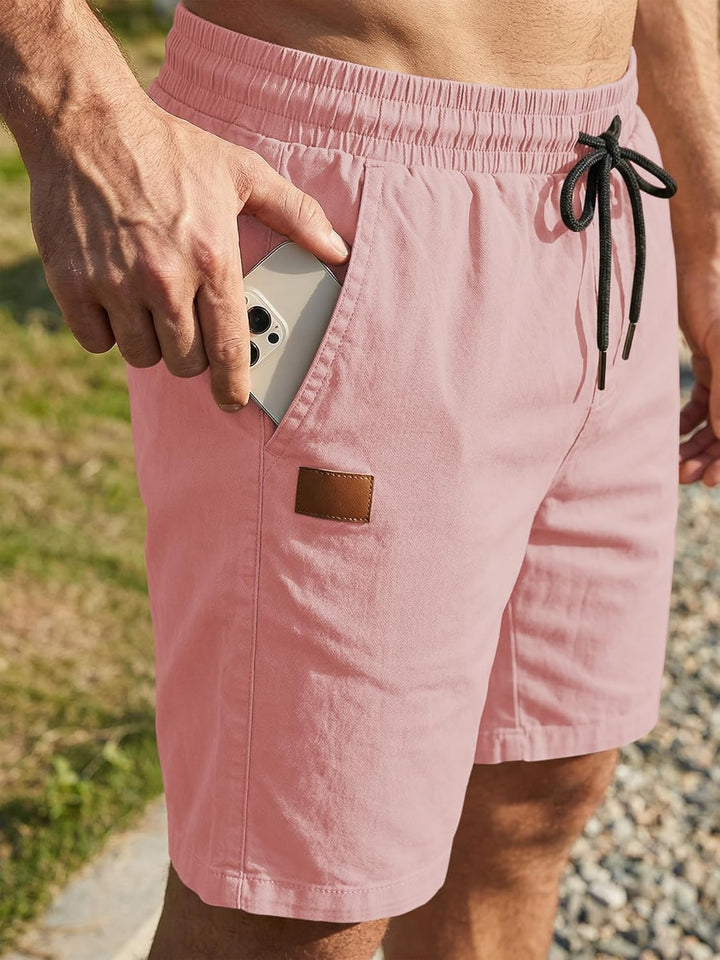 JMIERR Kurze Hosen Herren Shorts Herren Sommer Chino Baumwolle Elastische Taille mit Taschen S Rosa,