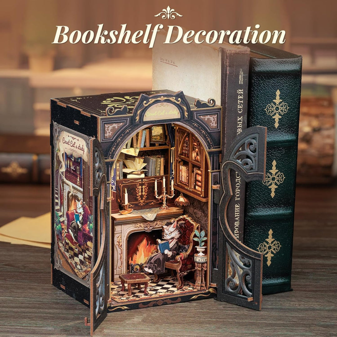 CUTEBEE Book Nook Kit - DIY Miniature House,Puppenhaus Miniatur Haus Selber Baue Bausatz mit Staubsc