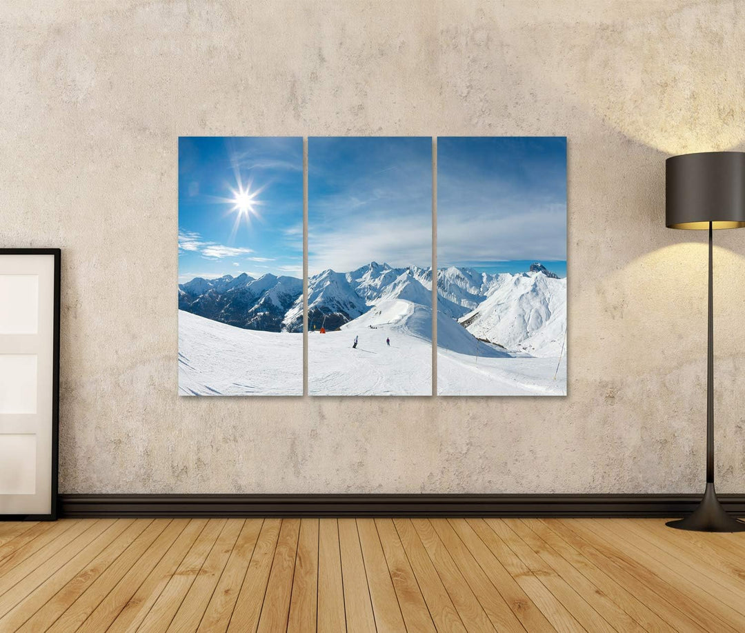islandburner Bild auf Leinwand Skipiste In Den Bergen Bilder Wandbilder Poster Leinwand 130x80cm - 3