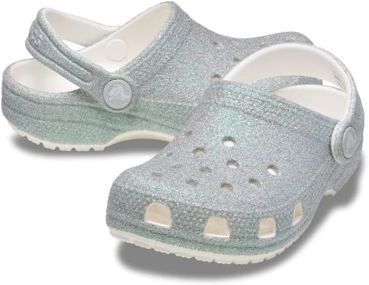 Crocs Unisex Kinder Classic Iridescent Glitter Clog K 29/30 EU Weiss, 29/30 EU Weiss