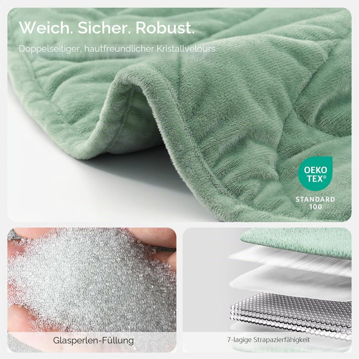 Sivio Kleine Gewichtsdecke 5 lbs (2.3 kg), 58x74 cm - Hochwertiges Kristallsamt Deckchen für Erwachs