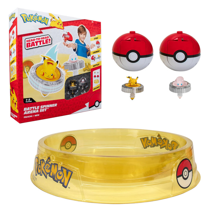 Pokémon PKW4403 - Battle Spinner - Arena mit Mew und Pikachu, offizielles Pokémon Spielset