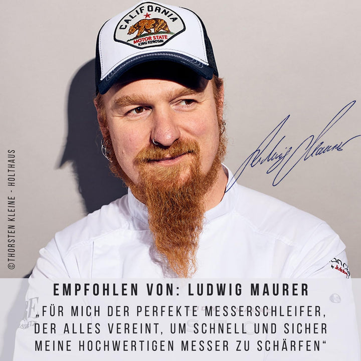 Diamant Messerschärfer Edelstahl&Olivenholz- Handveredelt -Nass&TrockenSchliff-Diamantscheiben austa