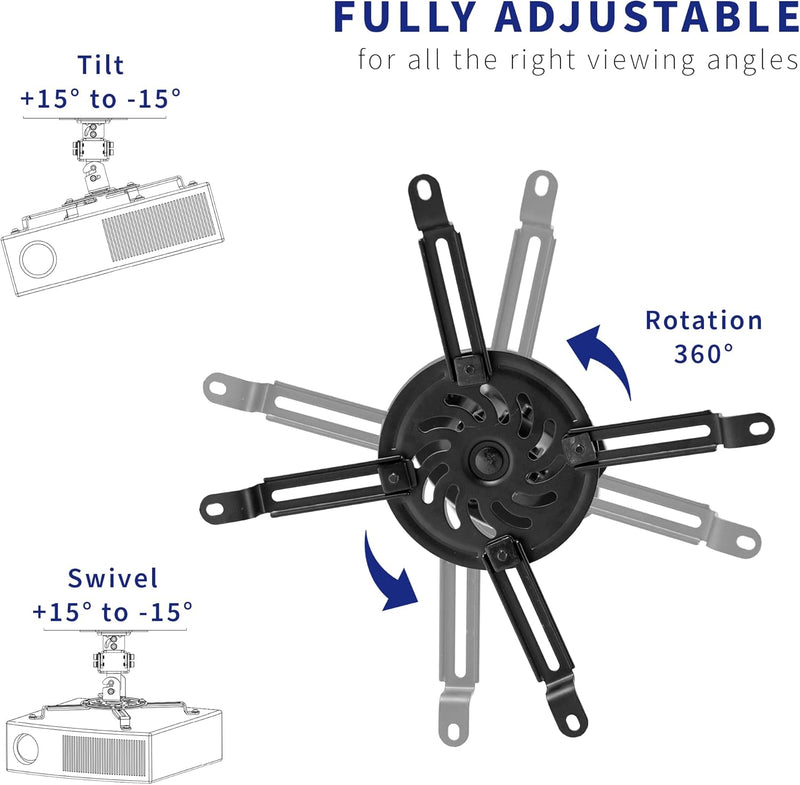 VIVO Universal verstellbare Deckenprojektorhalterung für normale und kleine Projektoren, Projektions