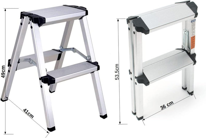 Treppe Leiter aus Aluminium, faltbar, doppelseitig, 2 Stufen