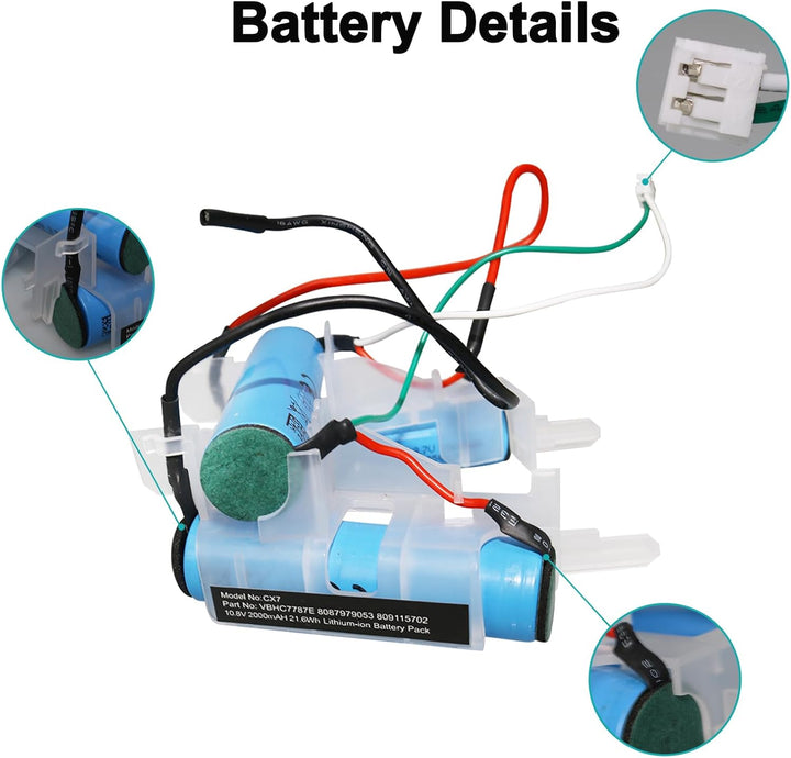 10,8V 2.0Ah Akku kompatibel mit AEG CX7-21DB, CX7-21EB, CX7-21EBK, CX7-21-HO, CX7-21SW Staubsauger H