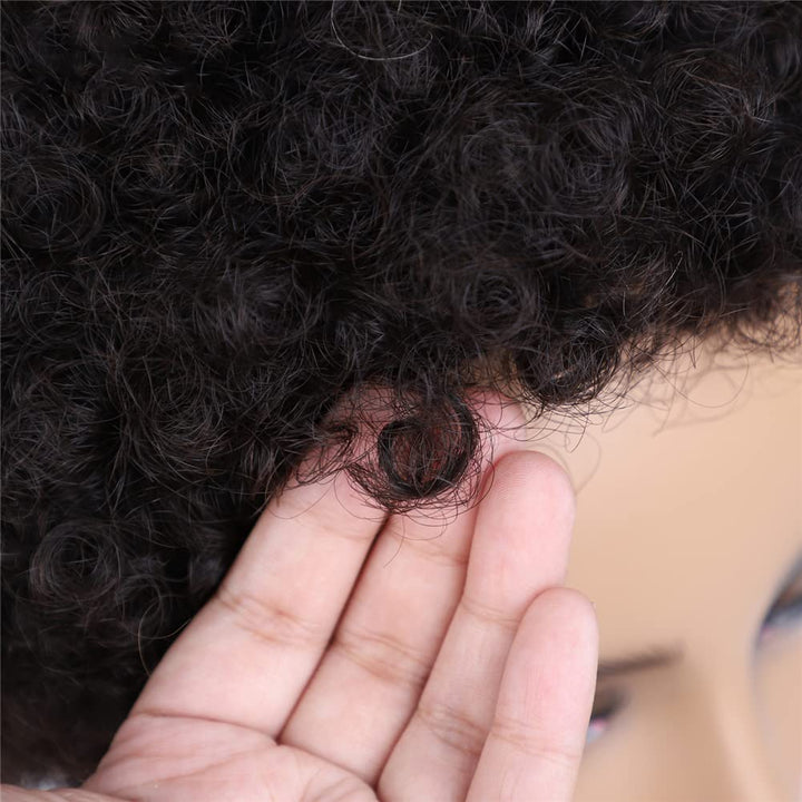 Afro gekinky lockiges menschliches Haar kurze Perücken für Frauen, flauschige Maschine hergestelltes