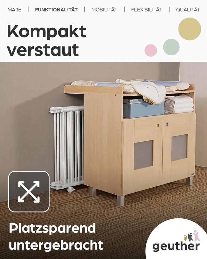 Geuther Laufgitter Lucilee 76x97 cm I höhenverstellbar I werkzeuglos montiert I gepolsteter Baby-Lau