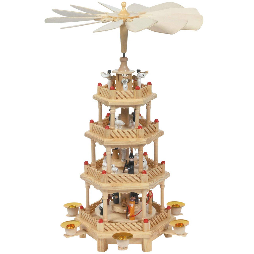 OBC Weihnachtspyramide/rot/Pyramide Weihnachten / 4 Etagen/im Kunsthandwerks-Stil, handgefertigt/Dek