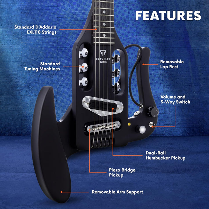 Traveler Guitar Pro-Series Mod-X E-Gitarre, Schwarz matt (PSM BKM) Schwarz matt Griffbrett aus schwa