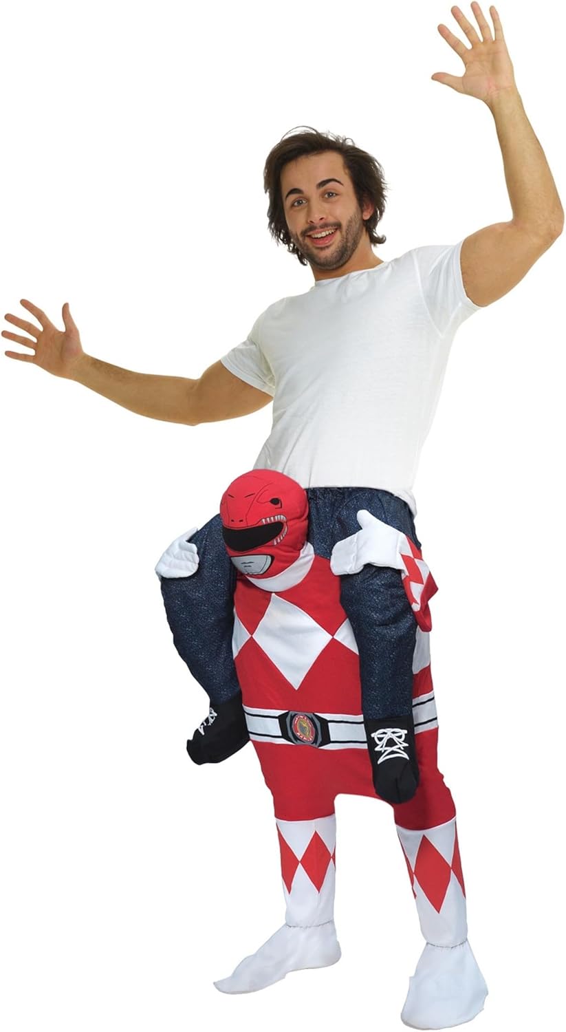 Morph Rotes Power Ranger Huckepack Kostüm für Erwachsene, Lustiges Faschingskostüm Damen Herren Powe