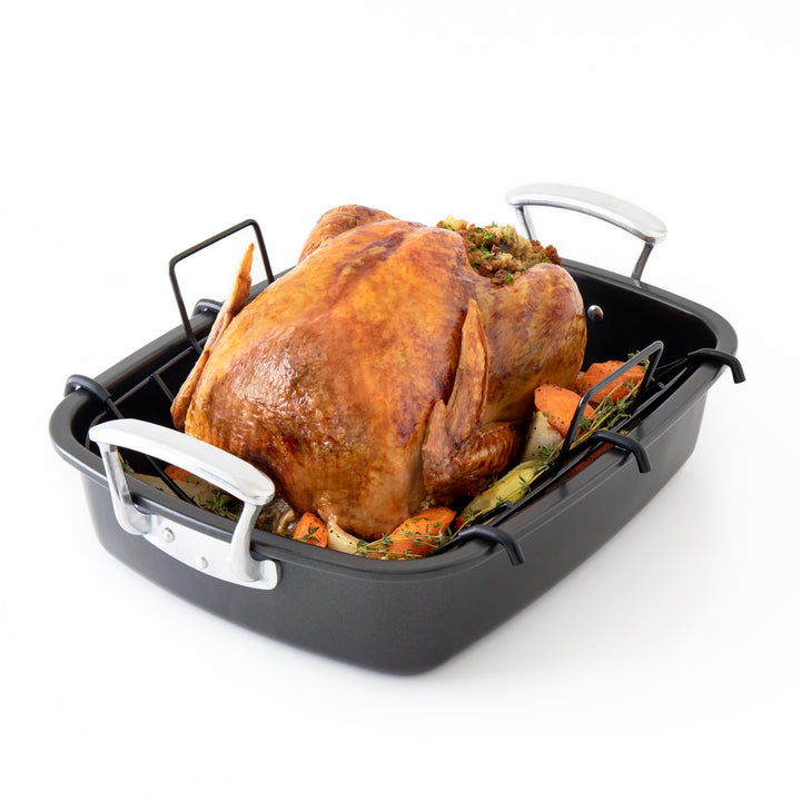 Chef Pomodoro Deluxe Grosse Bratpfanne aus Karbonstahl mit U-Rost, 47 x 37 cm, Extra-Gross, Grau – D