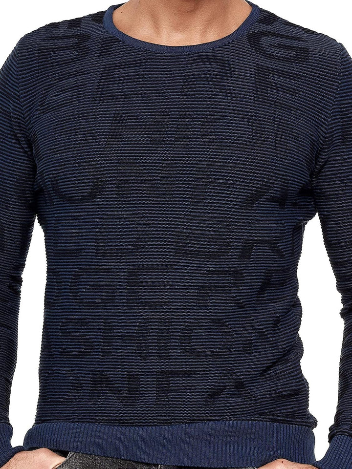 Red Bridge Herren Pullover Strickpullover 3D Structure Kontrast S Blau, S Blau
