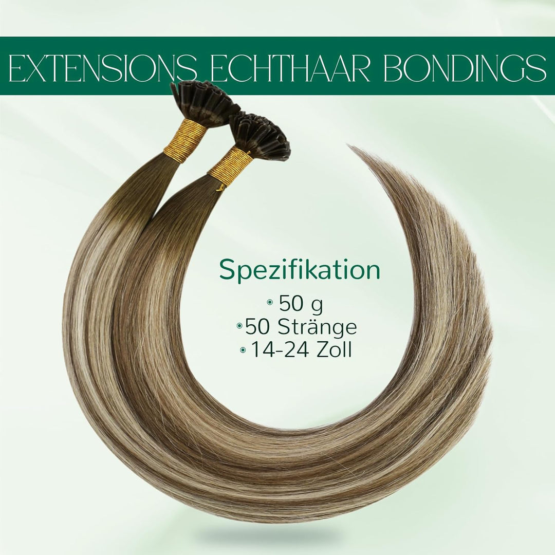 Easyouth Bondings Extensions Echthaar Balayage Blond Extensions Echthaar Bondings Dunkelbraun Aschbr