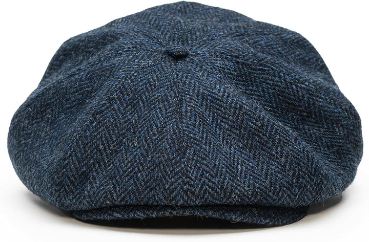Sterkowski Peaky Style | Harris Tweed Schiebermütze für Herren | Warm Komfortabel Schirmmütze 54 Bla