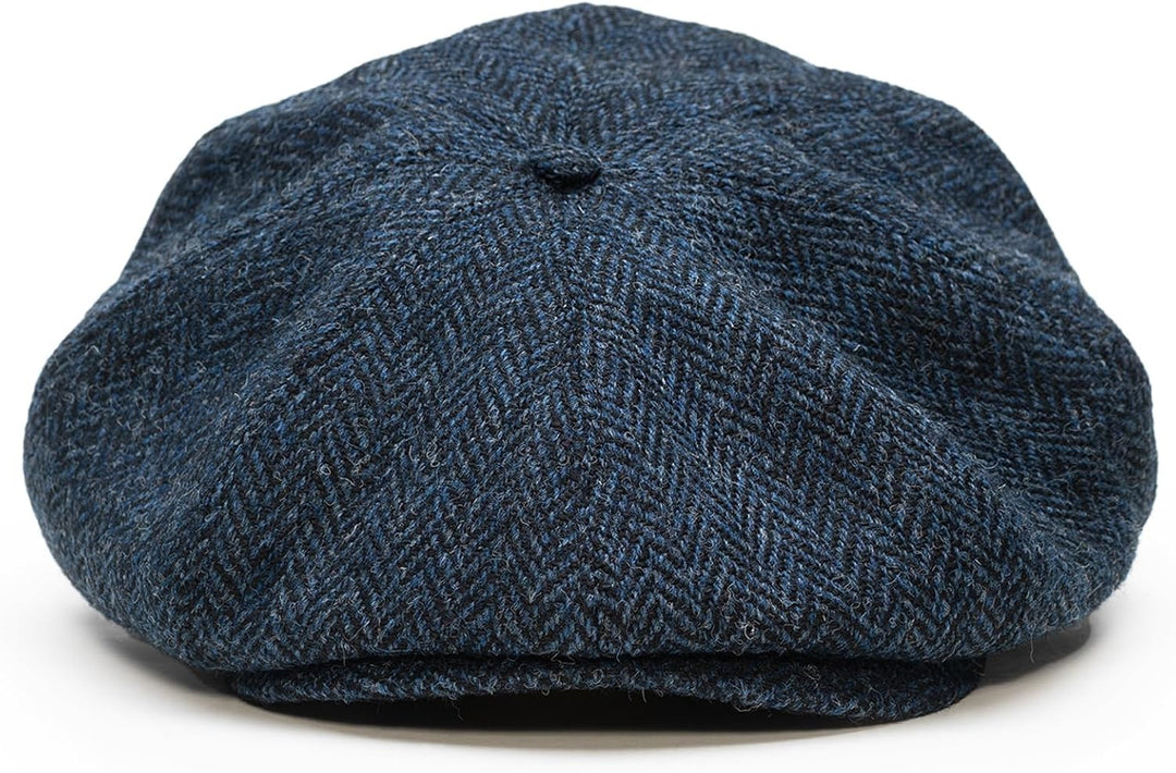 Sterkowski Peaky Style | Harris Tweed Schiebermütze für Herren | Warm Komfortabel Schirmmütze 55 Bla