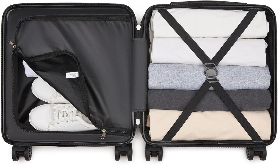KONO Koffer Klein 16 Zoll Leicht ABS+PC Hartschalenkoffer mit Zahlenschloss Reisekoffer mit 4 Rollen