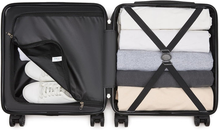 KONO Koffer Klein 16 Zoll Leicht ABS+PC Hartschalenkoffer mit Zahlenschloss Reisekoffer mit 4 Rollen