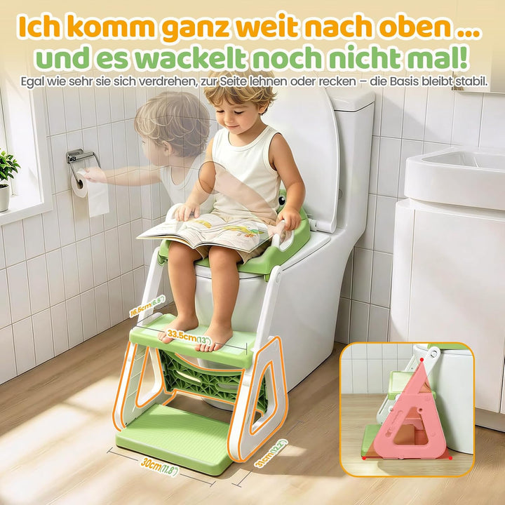 Orzbow Kinder Toilettensitz, Stabil Toilettensitz Kinder mit Treppe und Dreiecksstruktur, Verlängert