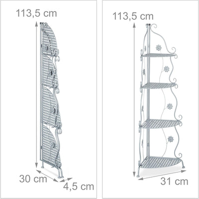 Relaxdays Blumenregal Metall, 4-stufiges Pflanzenregal, HxBxT: 113,5 x 31 x 31 cm, innen & aussen, E