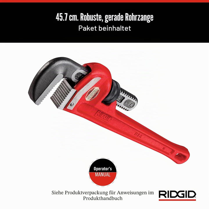 RIDGID 31025 Modell 18" gerade Rohrzange für schwere Beanspruchung, 18" Sanitär-Schraubenschlüssel 1